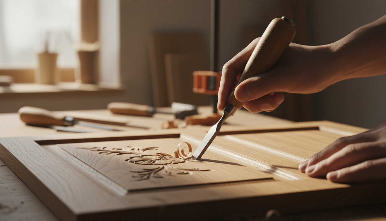 Artisan cabinetry restoration in a custom Medina kitchen.