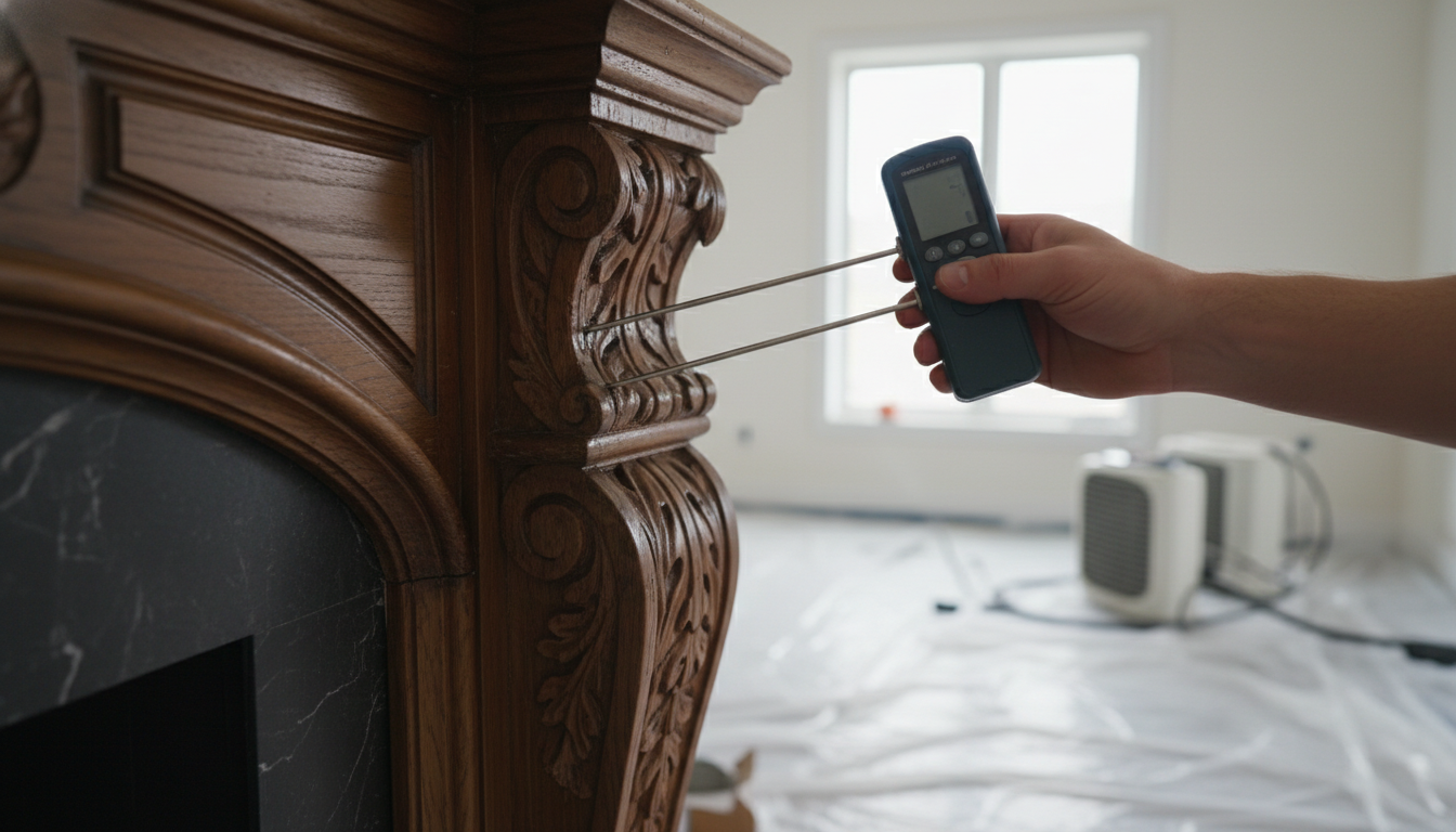Moisture testing custom millwork after water damage