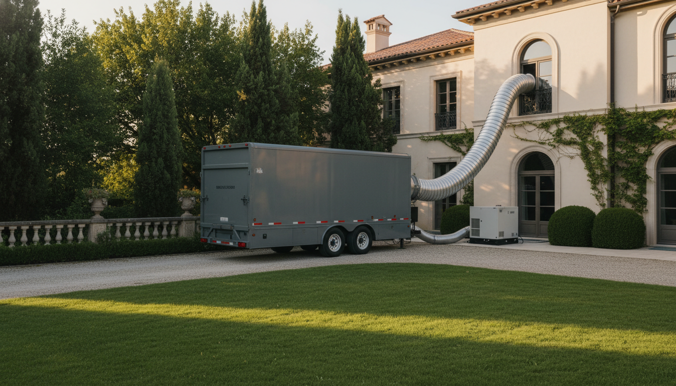Desiccant drying trailer deployed at a Lake Minnetonka estate.