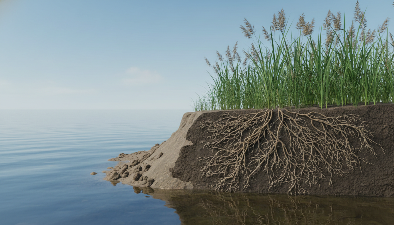 Technical diagram of bio-engineered shoreline stabilization.