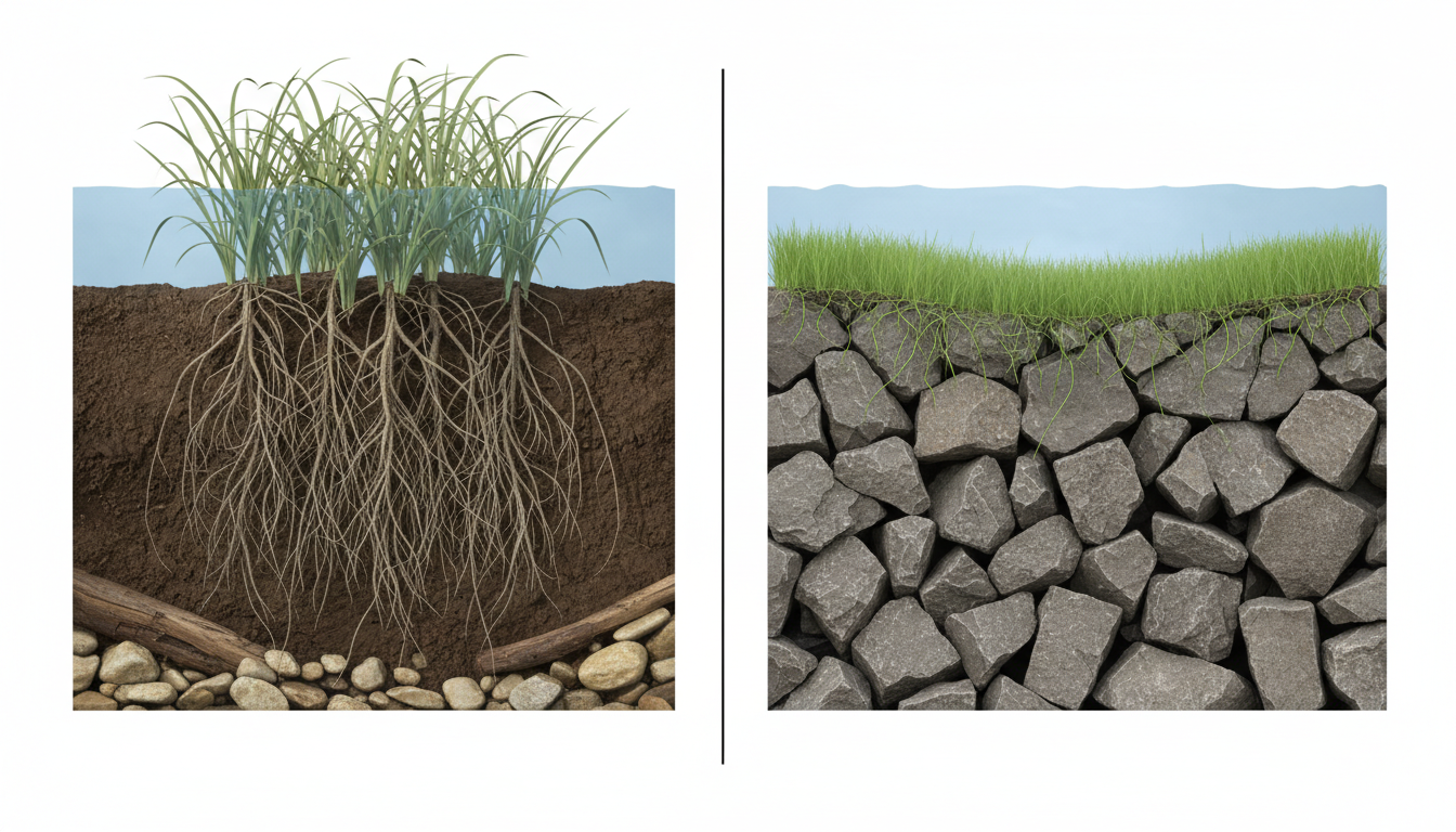 Bio-engineered shoreline stabilization for a Wayzata estate.