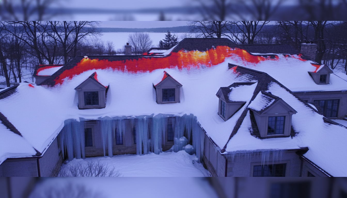 Thermal imaging showing heat loss in Medina MN home