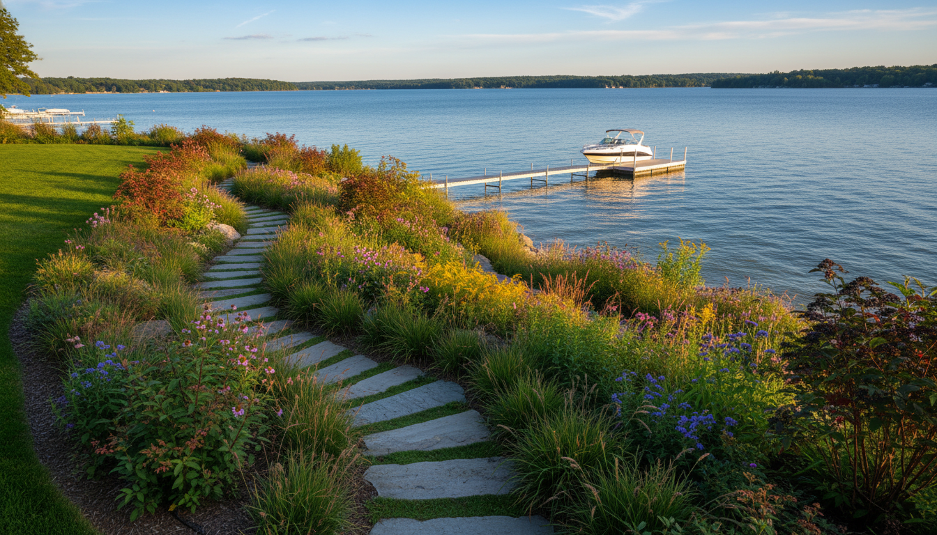 Native plant buffer on a Wayzata estate shoreline.