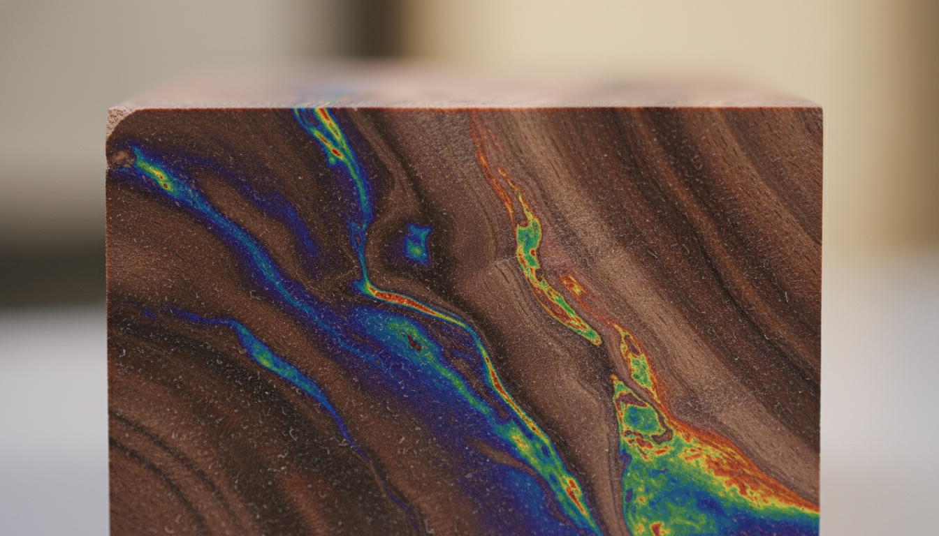 Technical dehumidification of custom walnut millwork.