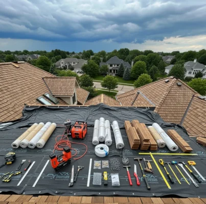 Roof repair materials by Partners Restoration