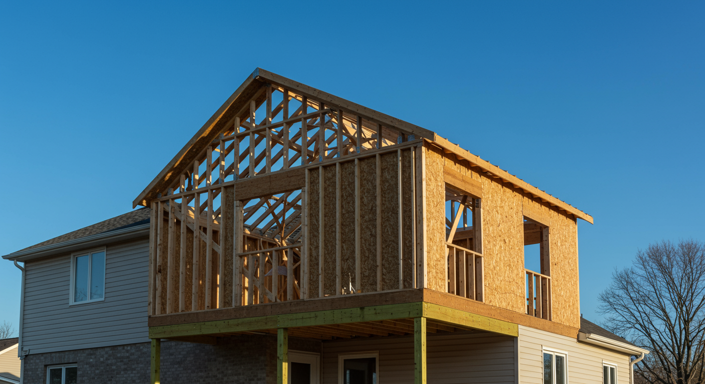 Home addition construction on a Minnesota suburban home by Partners Restoration