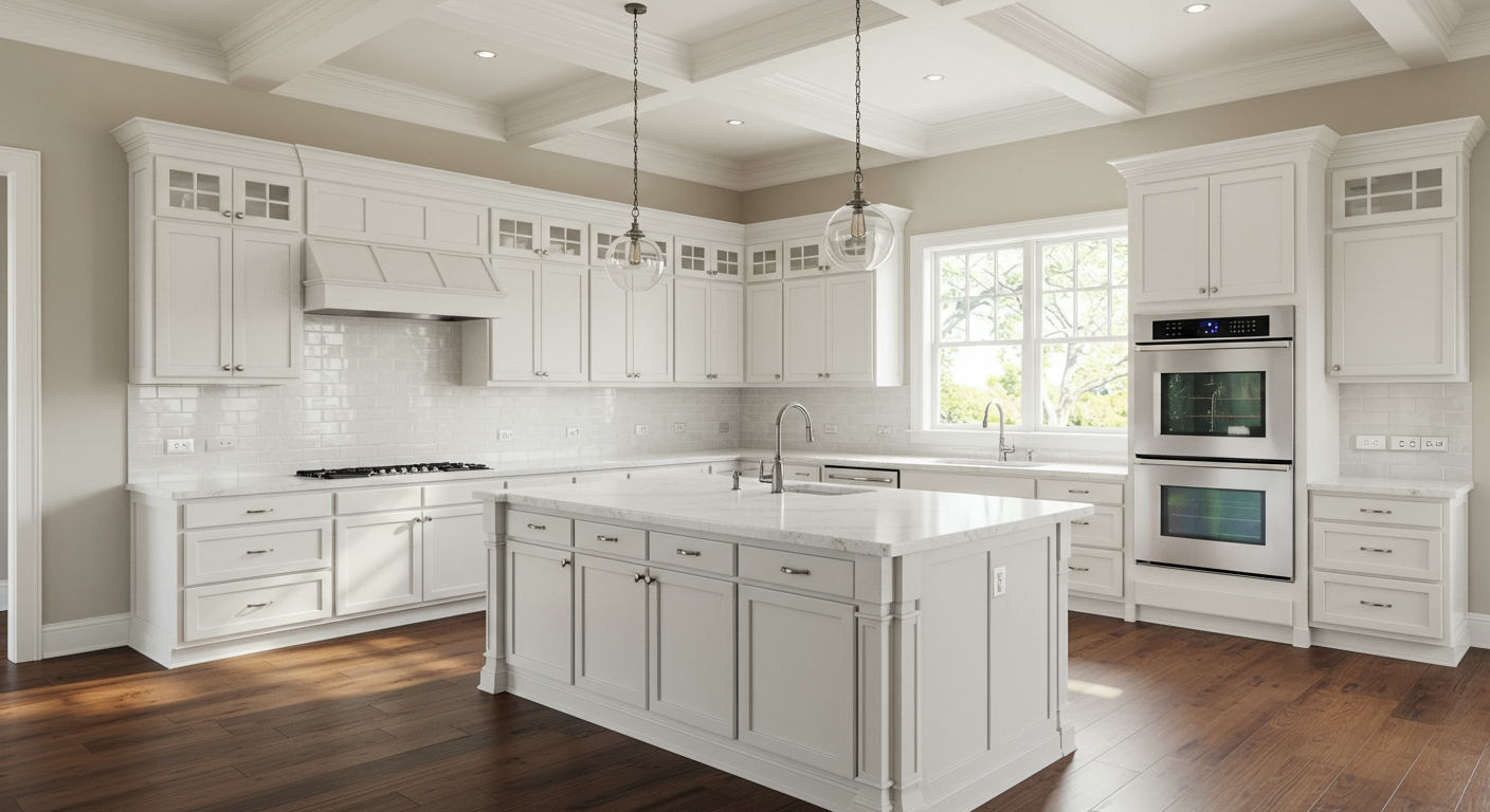 Luxury kitchen remodel with custom cabinetry and quartz countertops in Minnesota home by Partners Restoration